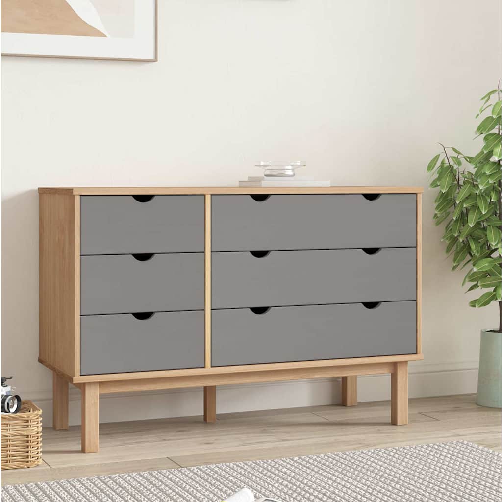 vidaXL Lipasto OTTA ruskea ja harmaa 111x43x73,5 cm täysi mänty