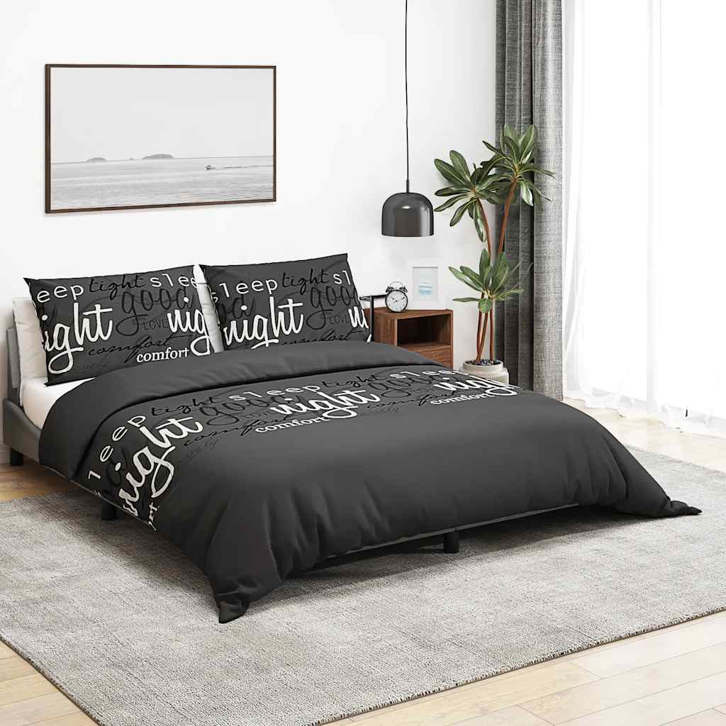 vidaXL Pussilakanasetti musta ja valkoinen 220x240 cm puuvilla
