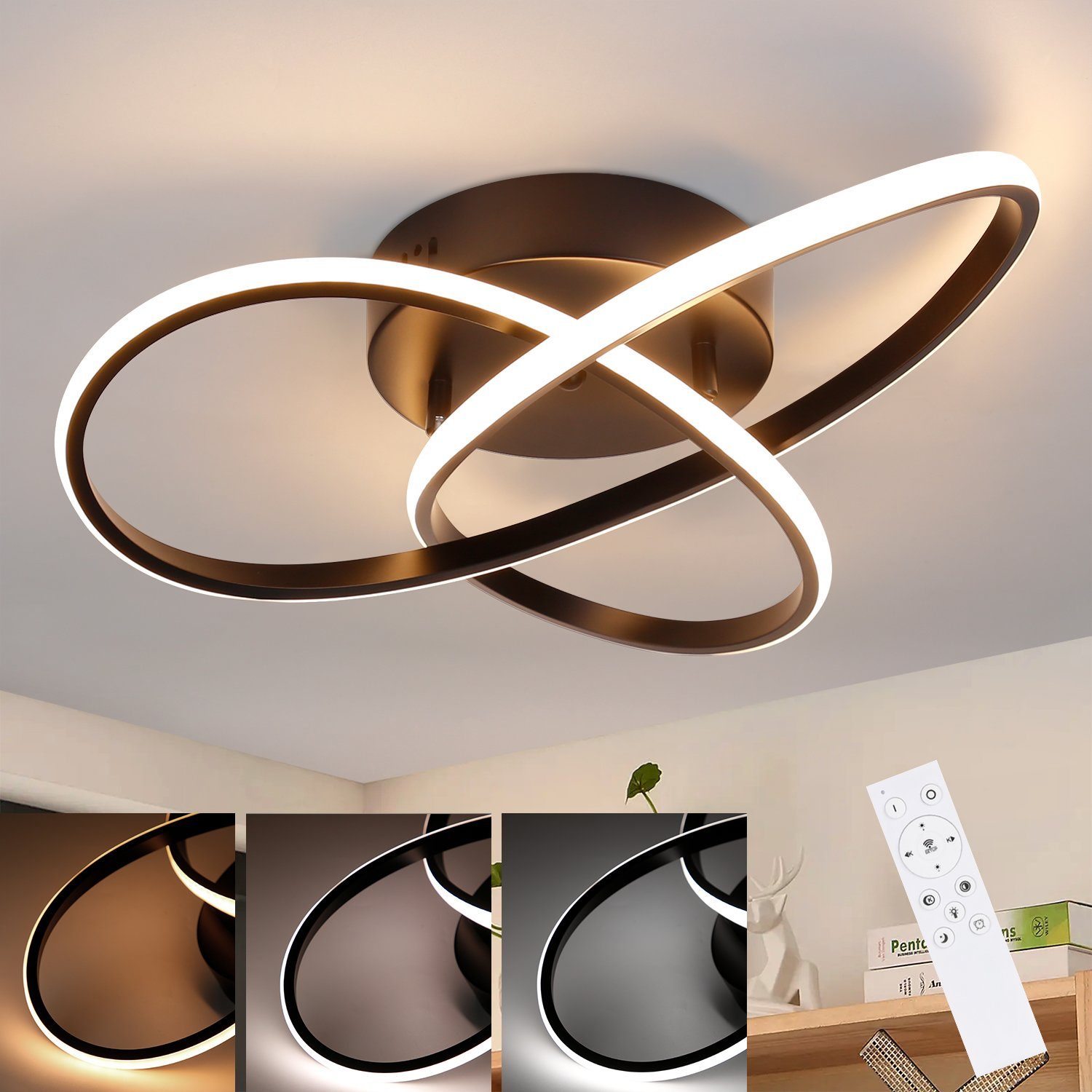 NETTLIFE himmennettävä LED - kattovalaisin, 33W, musta 40cm