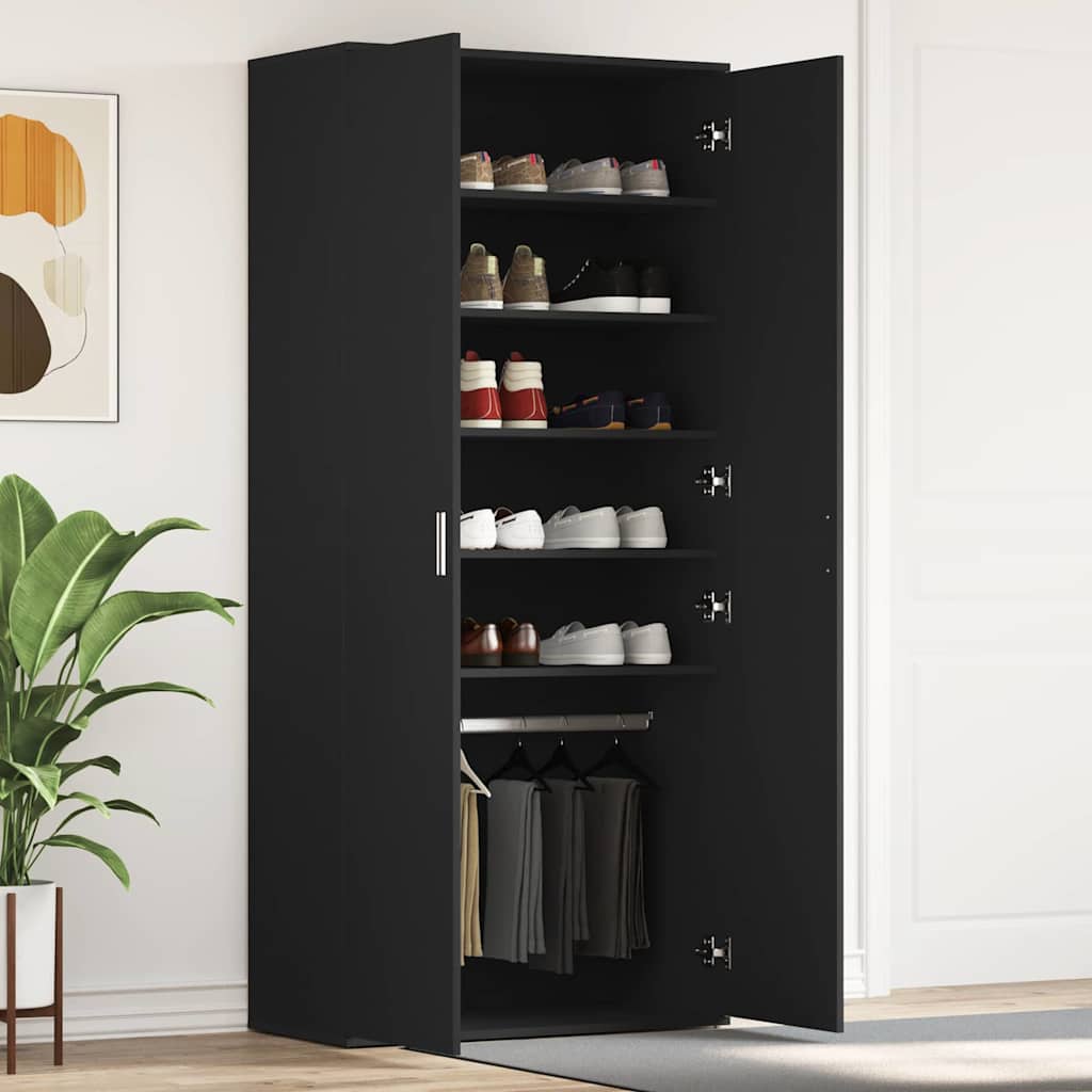 vidaXL Kenkäkaappi 80 x 39 x 178 cm Tekninen puu Musta