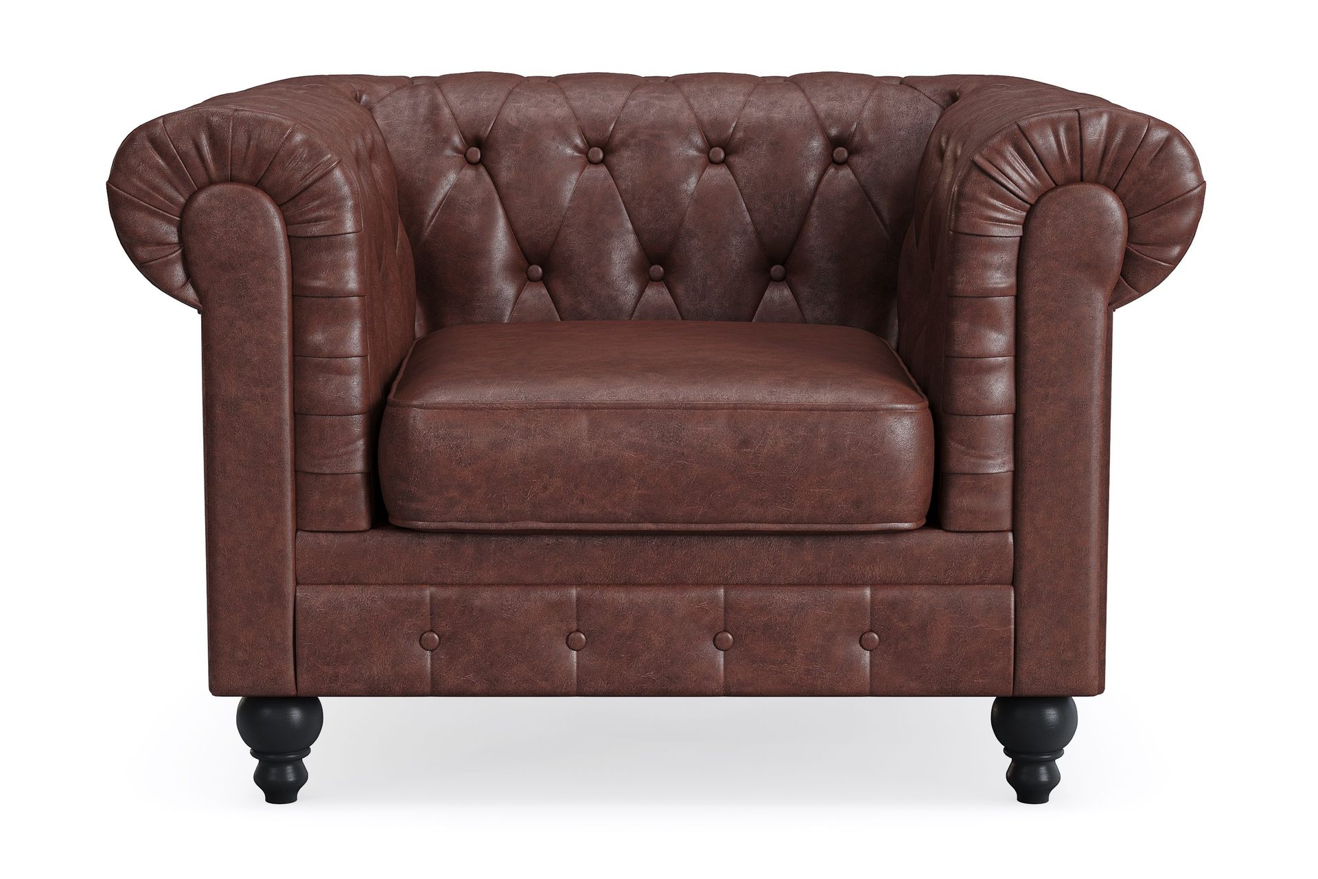 Chesterfield Lyx keinonahkanojatuoli Tummanruskea