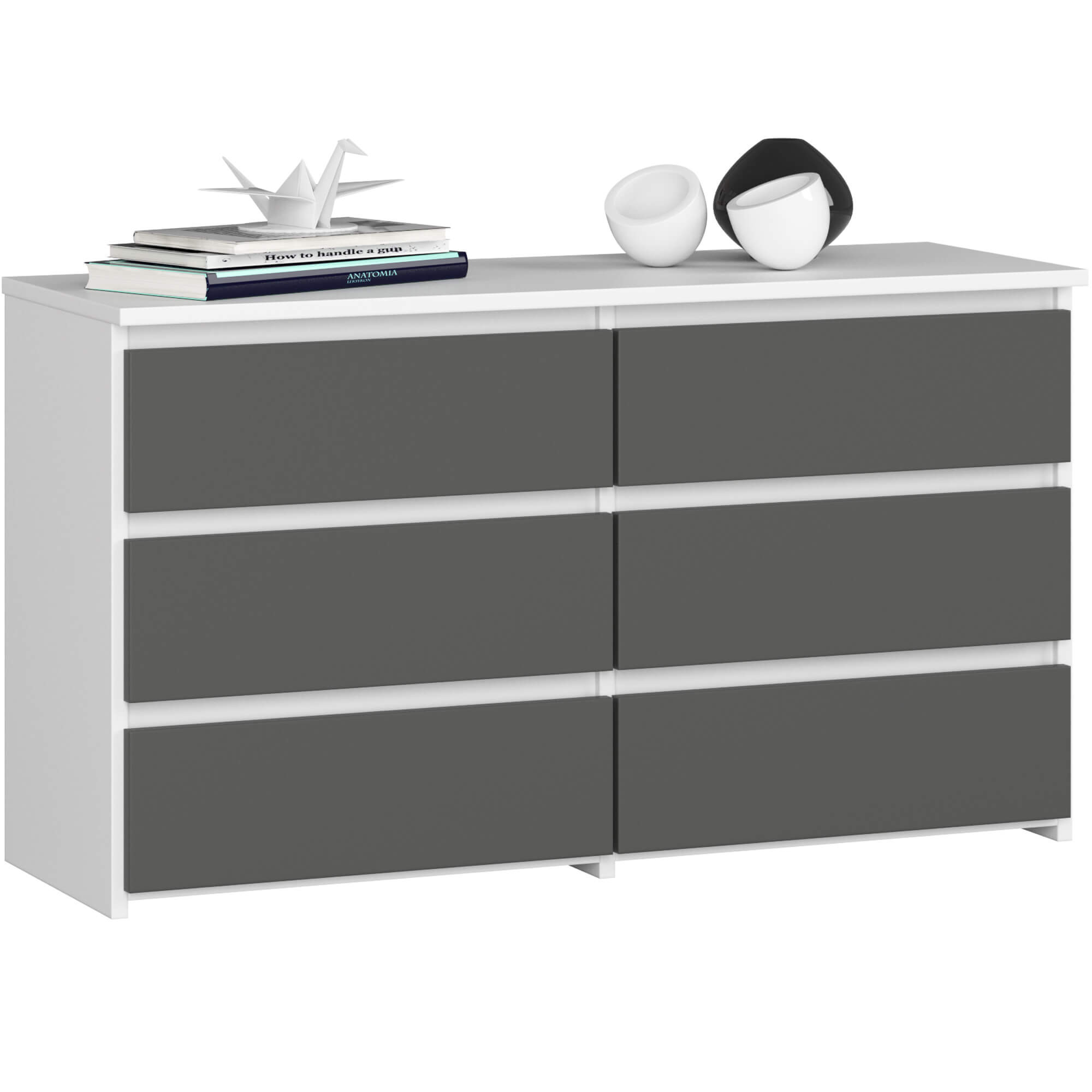 Akord Lipasto 6 Laatikoa Valkoinen/Harmaa Grafiitti 100x35x57